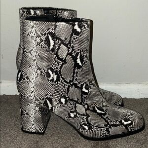 Madden Girl Snakeskin Ankle Boots - Black and White